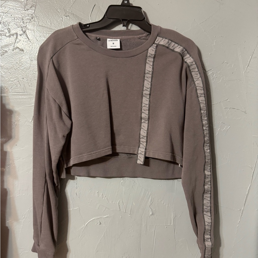 Gymshark Charcoal Crop Top with Stripe Accent